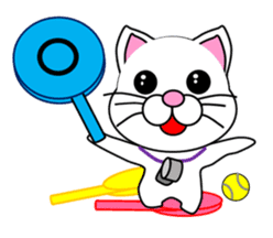 A white cat which plays tennis sticker #13014218