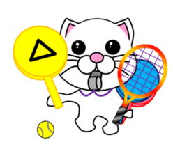 A white cat which plays tennis sticker #13014219