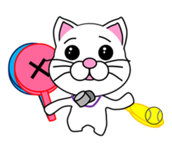 A white cat which plays tennis sticker #13014220