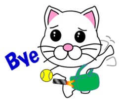 A white cat which plays tennis sticker #13014221