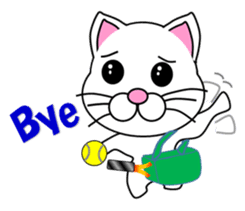 A white cat which plays tennis sticker #13014221