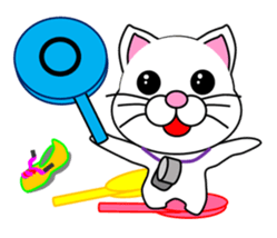 A white cat which plays athletics sticker #13030818