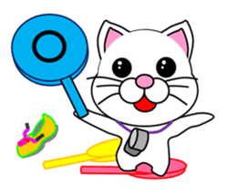 A white cat which plays athletics sticker #13030818