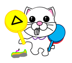A white cat which plays athletics sticker #13030819