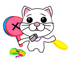 A white cat which plays athletics sticker #13030820