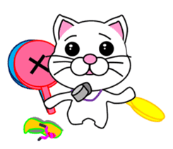 A white cat which plays athletics sticker #13030820