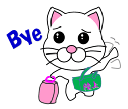 A white cat which plays athletics sticker #13030821