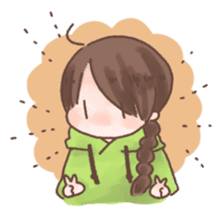 plait hair girl and cat sticker #13032951