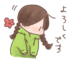 plait hair girl and cat sticker #13032980