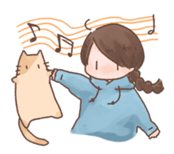 plait hair girl and cat sticker #13032981