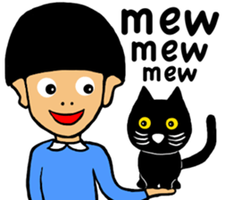 Black cat called happiness2 sticker #13035991