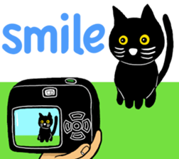 Black cat called happiness2 sticker #13035994