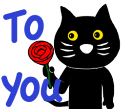 Black cat called happiness2 sticker #13036001