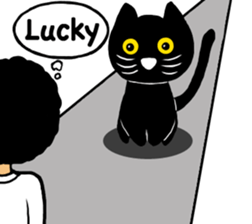 Black cat called happiness2 sticker #13036012