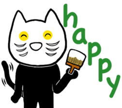 Black cat called happiness2 sticker #13036014