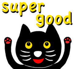 Black cat called happiness2 sticker #13036018