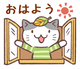 Sticker of autumn cat sticker #13040054