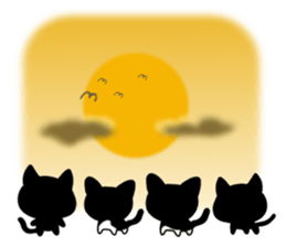 Four black cats sticker #13069033
