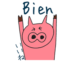 Spanish and Japanese pig sticker #13069296