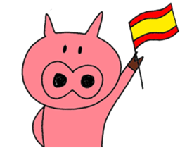 Spanish and Japanese pig sticker #13069301