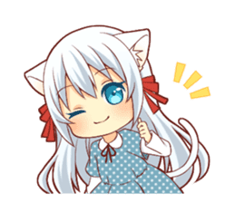 Fluffy white cat girl sticker #13074295