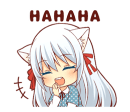 Fluffy white cat girl sticker #13074296