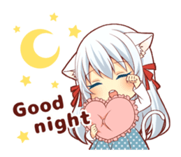Fluffy white cat girl sticker #13074297