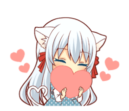 Fluffy white cat girl sticker #13074299
