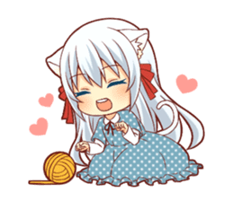 Fluffy white cat girl sticker #13074300