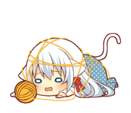 Fluffy white cat girl sticker #13074301