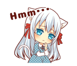 Fluffy white cat girl sticker #13074302