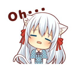 Fluffy white cat girl sticker #13074304