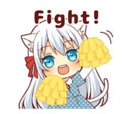 Fluffy white cat girl sticker #13074305