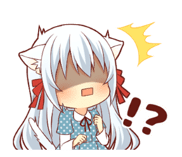 Fluffy white cat girl sticker #13074306