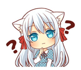 Fluffy white cat girl sticker #13074307