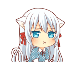 Fluffy white cat girl sticker #13074308
