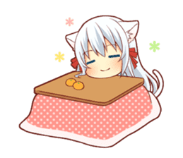 Fluffy white cat girl sticker #13074309