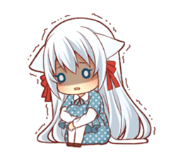 Fluffy white cat girl sticker #13074310