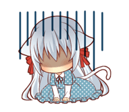 Fluffy white cat girl sticker #13074311