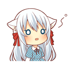 Fluffy white cat girl sticker #13074314