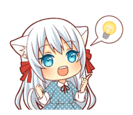 Fluffy white cat girl sticker #13074315