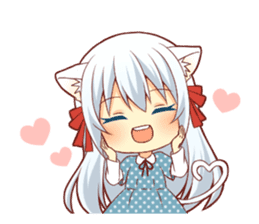 Fluffy white cat girl sticker #13074316