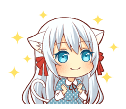 Fluffy white cat girl sticker #13074317