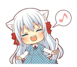 Fluffy white cat girl sticker #13074318