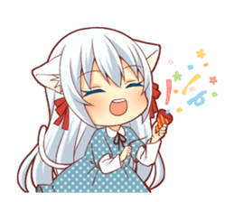 Fluffy white cat girl sticker #13074319