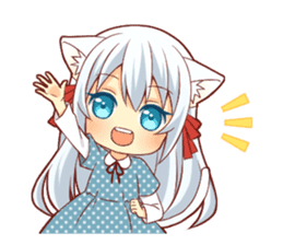 Fluffy white cat girl sticker #13074320