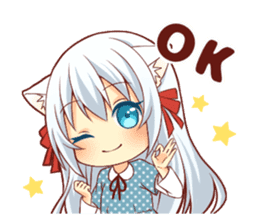 Fluffy white cat girl sticker #13074321