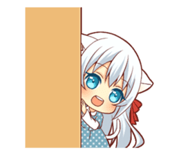 Fluffy white cat girl sticker #13074322