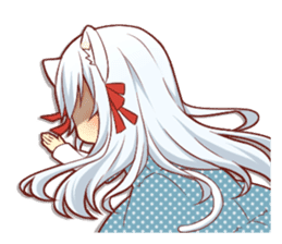 Fluffy white cat girl sticker #13074325