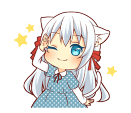 Fluffy white cat girl sticker #13074326